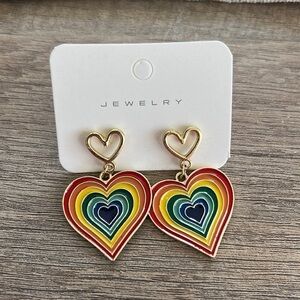 NWOT Rainbow Heart Earrings